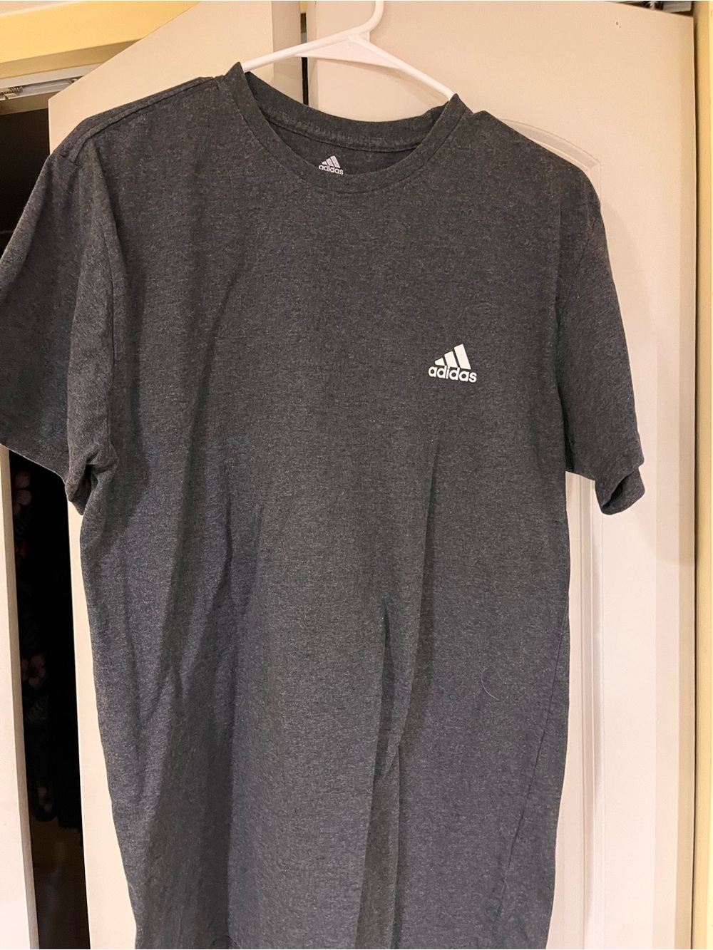 adidas Men’s Charcoal Gray Crew Neck T-Shirt with White Logo